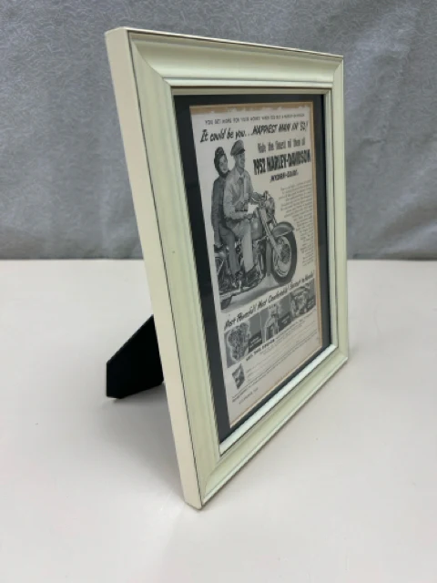 1952 HARLEY DAVIDSON NEWSPAPER AD IN FRAME