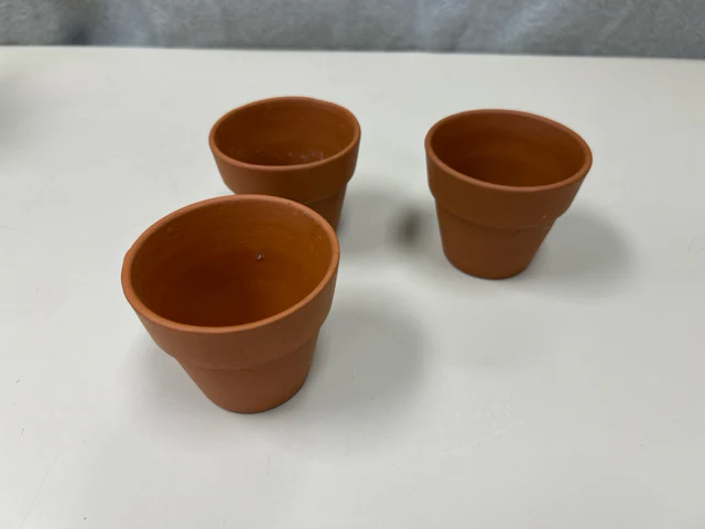 3 SMALL TERRACOTTA PLANTERS