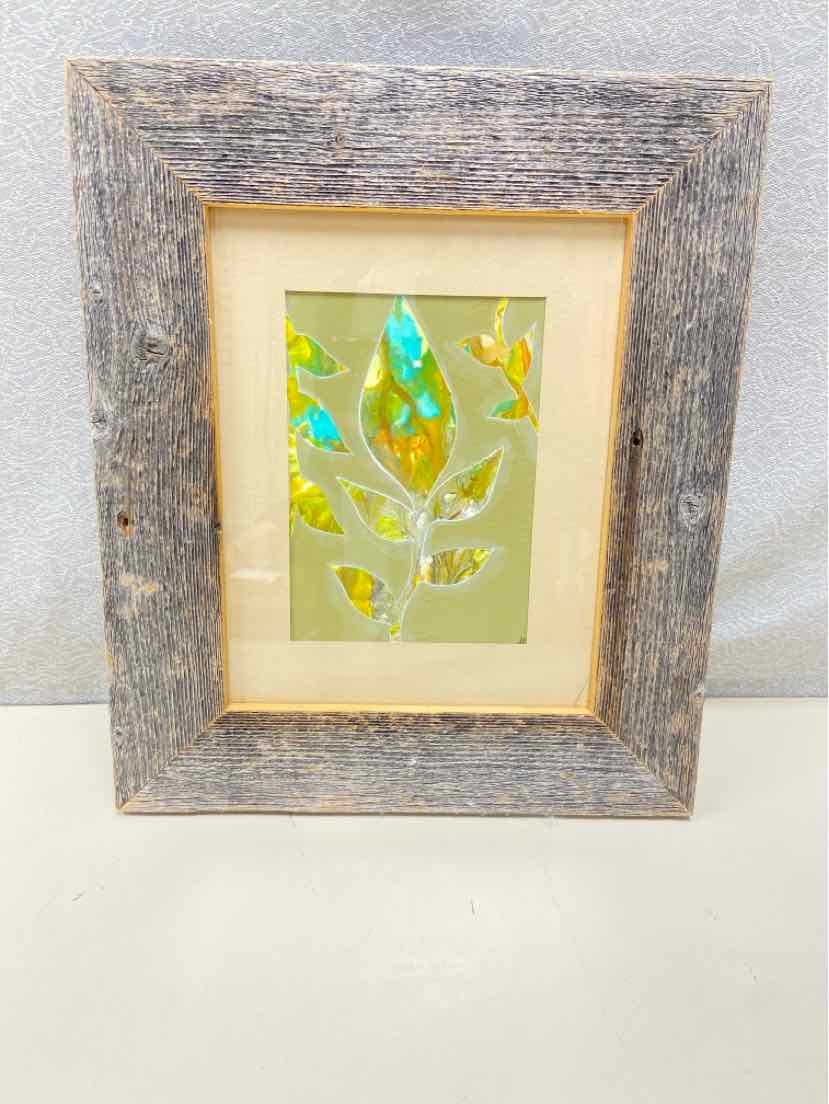 ABSTRACT LEAF IN WOOD FRAME