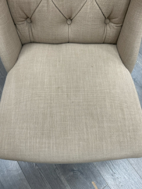 BEIGE UPHOL ARMLESS SIDE CHAIR - Image 2