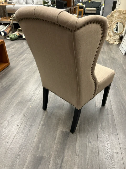 BEIGE UPHOL ARMLESS SIDE CHAIR - Image 3
