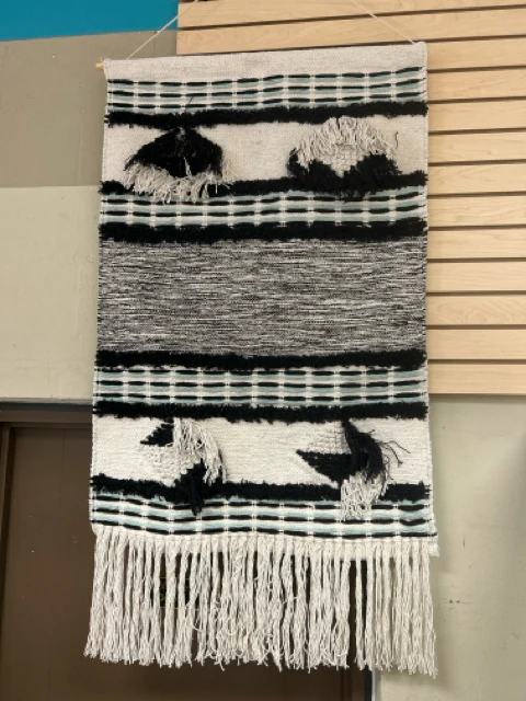 BLACK TEAL WHITE TAPESTRY