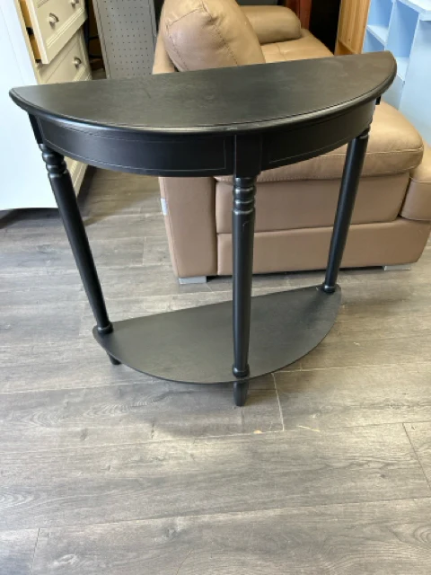 BLACK WOOD CRESCENT SOFA TABLE