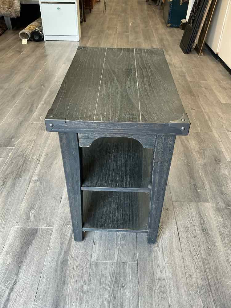 BLACK WOOD METAL END TABLE