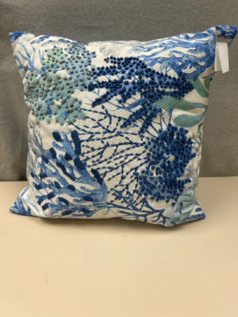 BLUE/WHITE CORAL PILLOW
