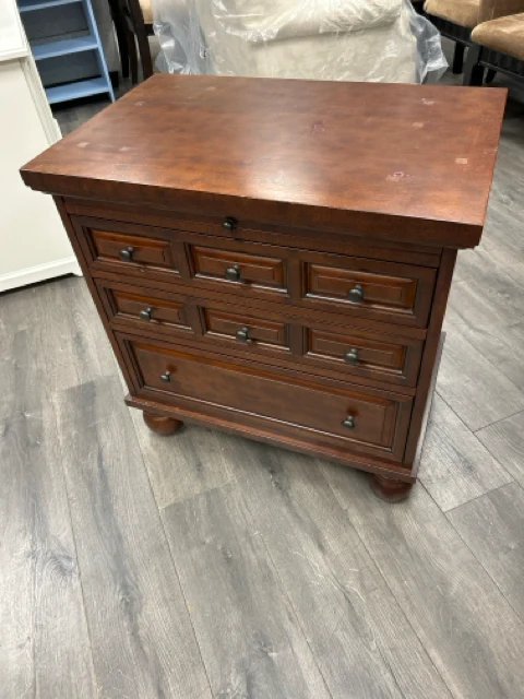 BROWN 3 DRAWER END TABLE