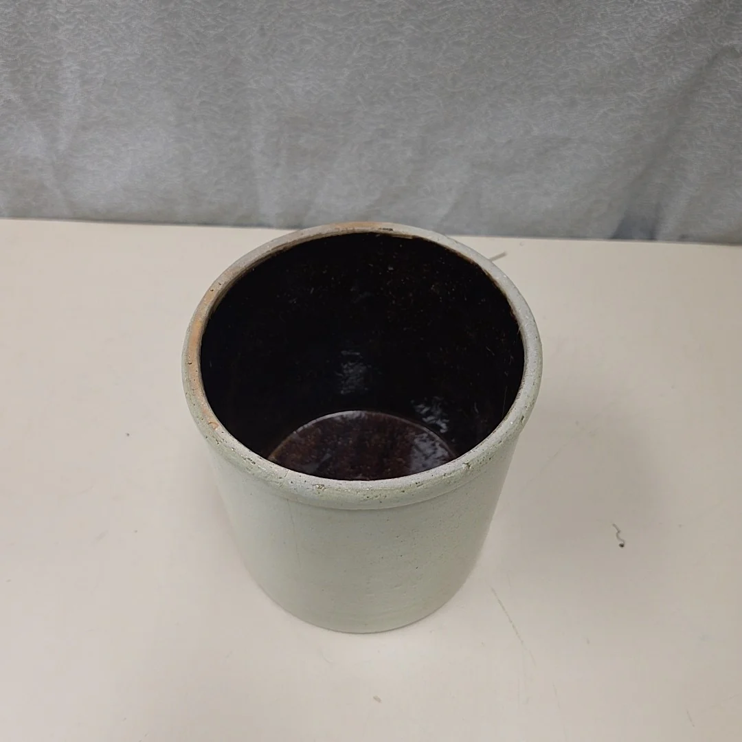 BROWN TAN STONEWARE POT - Image 2
