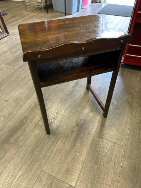 BROWN WOOD 2 TIER END TABLE - Image 2