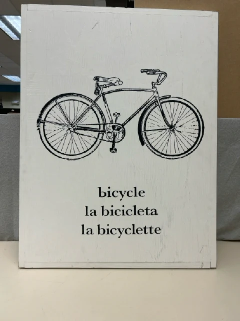 CREAM BICYCLE WOOD ART