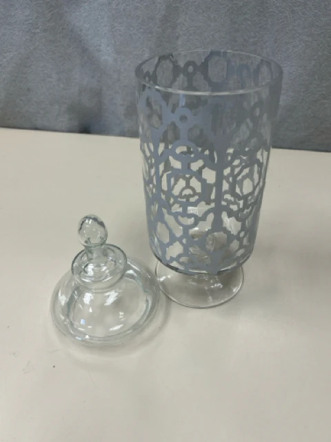 GRAY DESIGN VASE W/LID - Image 2