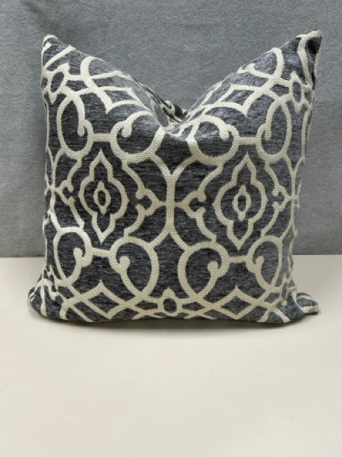 GRAY/TAN ORNATE PILLOW