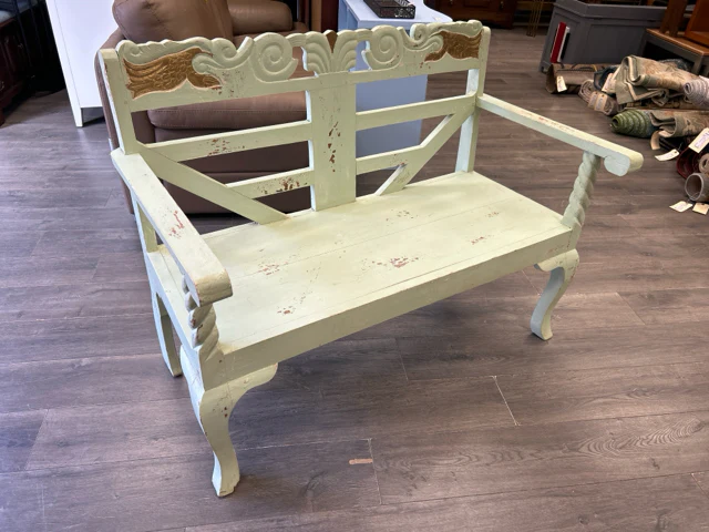 GREEN DISTRESSED BENCH