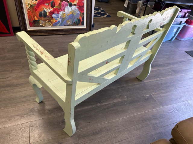 GREEN DISTRESSED BENCH - Image 3