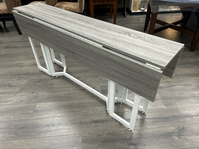 GREY LONG NARROW DROP LEAF TABLE