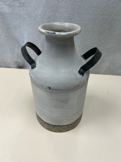 GREY METAL JUG W/HANDLES