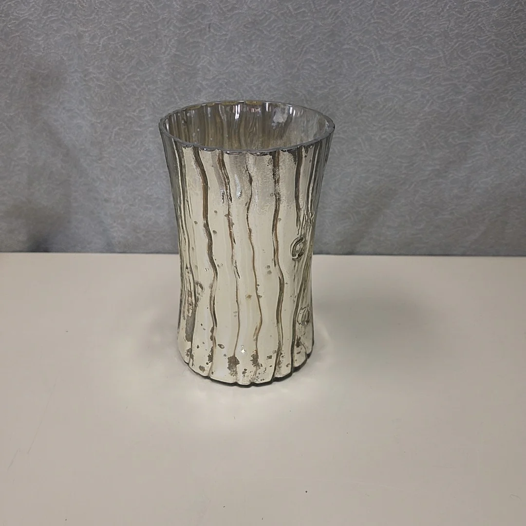 MERCURY GLASS LOG VASE