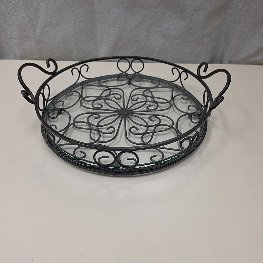 METAL TRAY GLASS BOTTOM