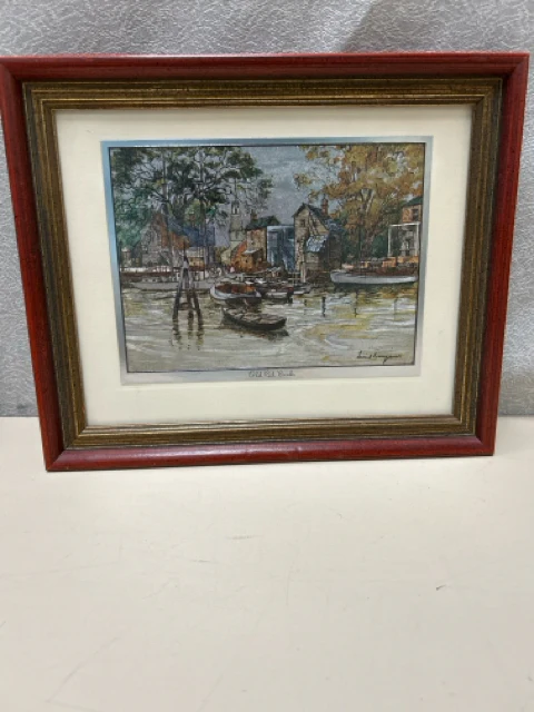OLD RED BANK BOATS ON HARBOR ETCHING ON FOIL
