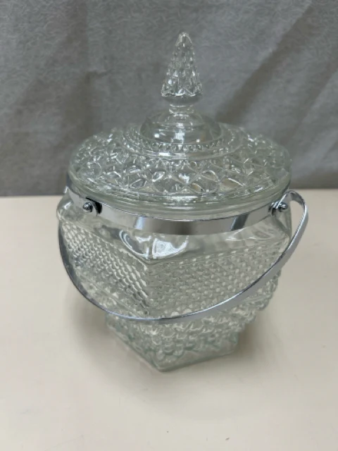 PRESSED GLASS LIDDED ICE BUCKET