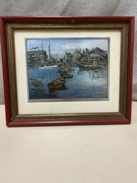 SAN PEDRO BOATS ON HARBOR ETCHING ON FOIL