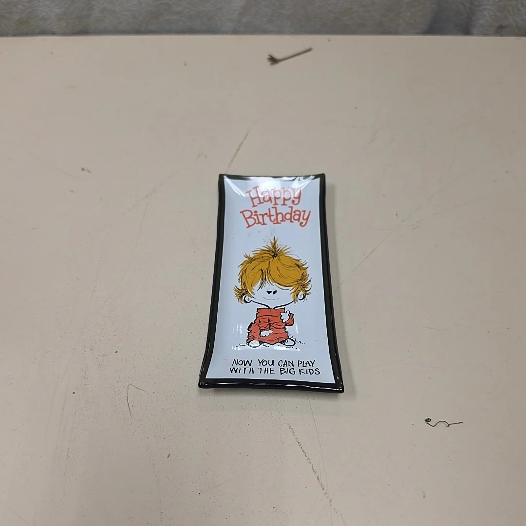 VINTAGE HAPPY BIRTHDAY GLASS DISH