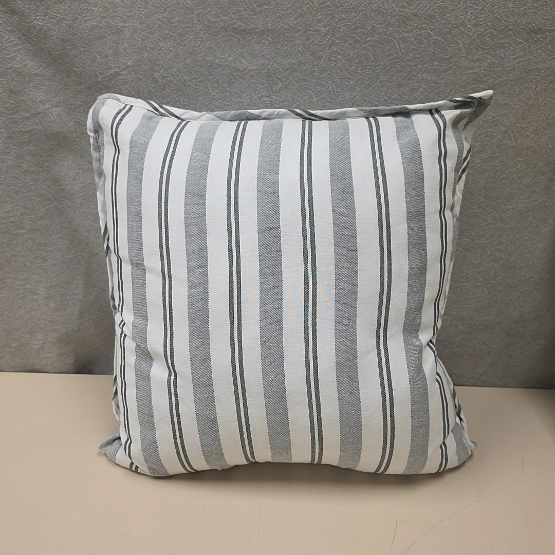 WHITE GRAY STRIPED PILLOW