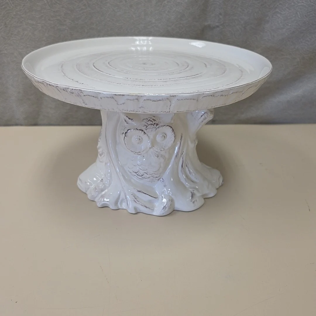 WHITE OWL CAKE PLATE