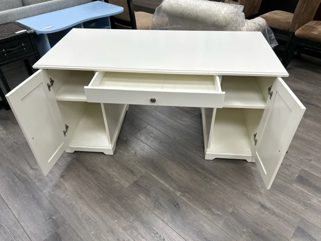 WHITE W/DRAWER CABINETS & DESK - Image 2