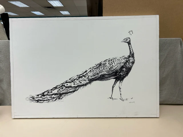WHITE WOOD PEACOCK ART