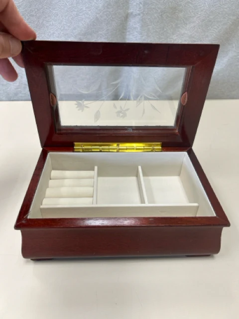 WOOD/GLASS TOP JEWELRY BOX - Image 2